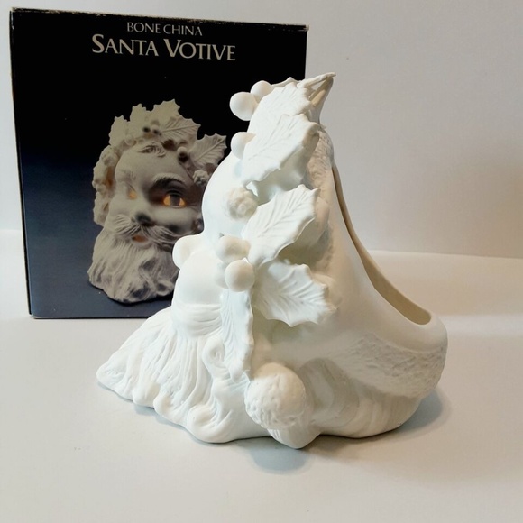 Old World Santa Christmas Decor Silvestri White Bone China Large Candle Votive - Picture 6 of 11